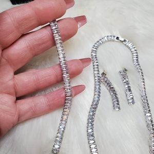 Cz baguette necklace set ✨️ sterling